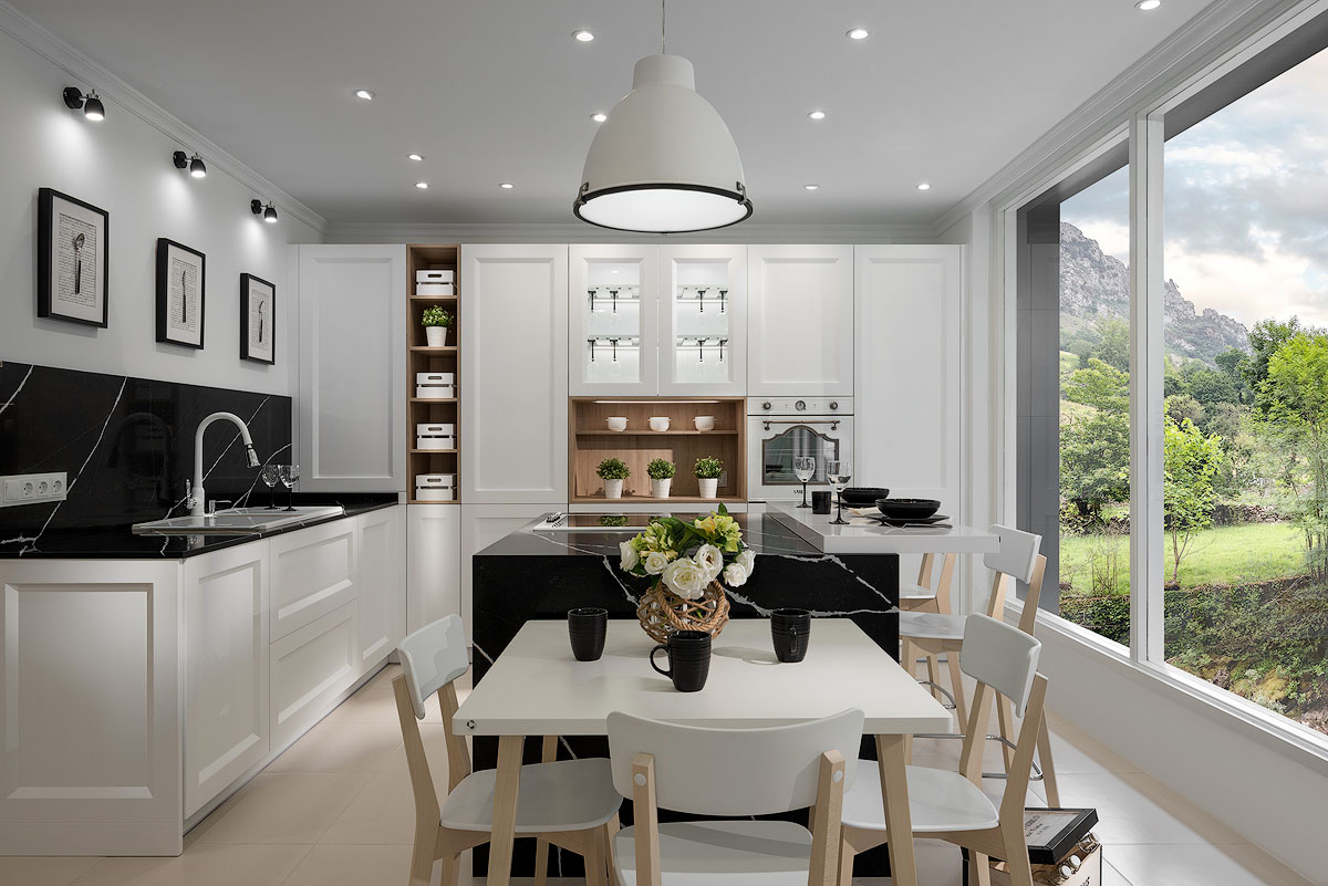 Fotografía profesional comercial de interiores cocina silestone cosentino ikea asturias